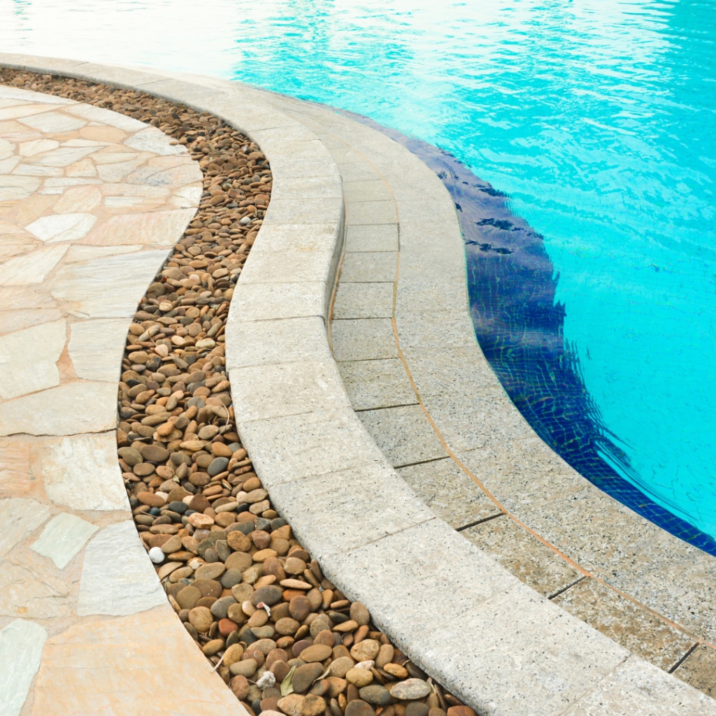 Custom pool coping stone replacement and masonry